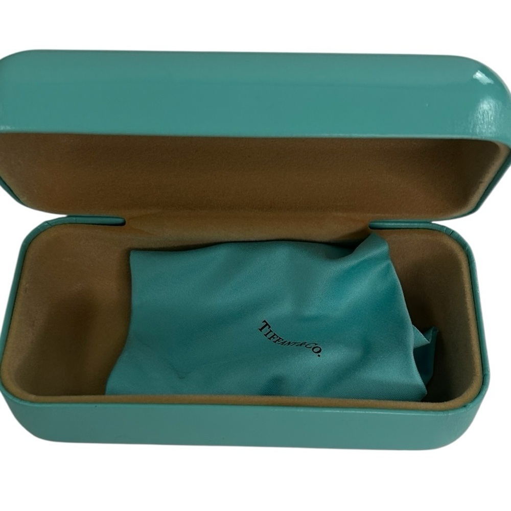 Tiffany & Co. Blue Glasses Sunglass Hard Case Shell Holder Cleaning Cloth - Picture 11 of 11